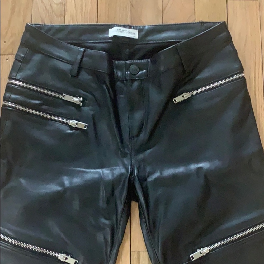 Zara faux leather moto pants